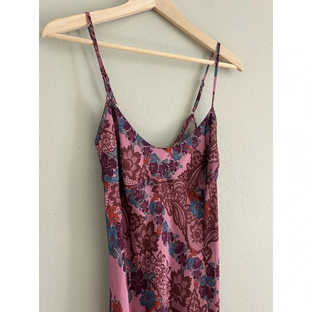 Free People Intimately Free People Printed Right This Way Satin Dress Medium‎